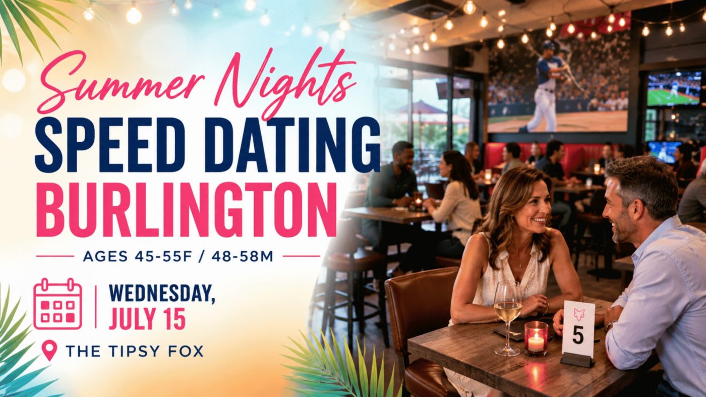 Summer Nights Burlington Speed Dating (Ages 45-55F/48-58M) – WOMEN’S SPOTS SOLD OUT