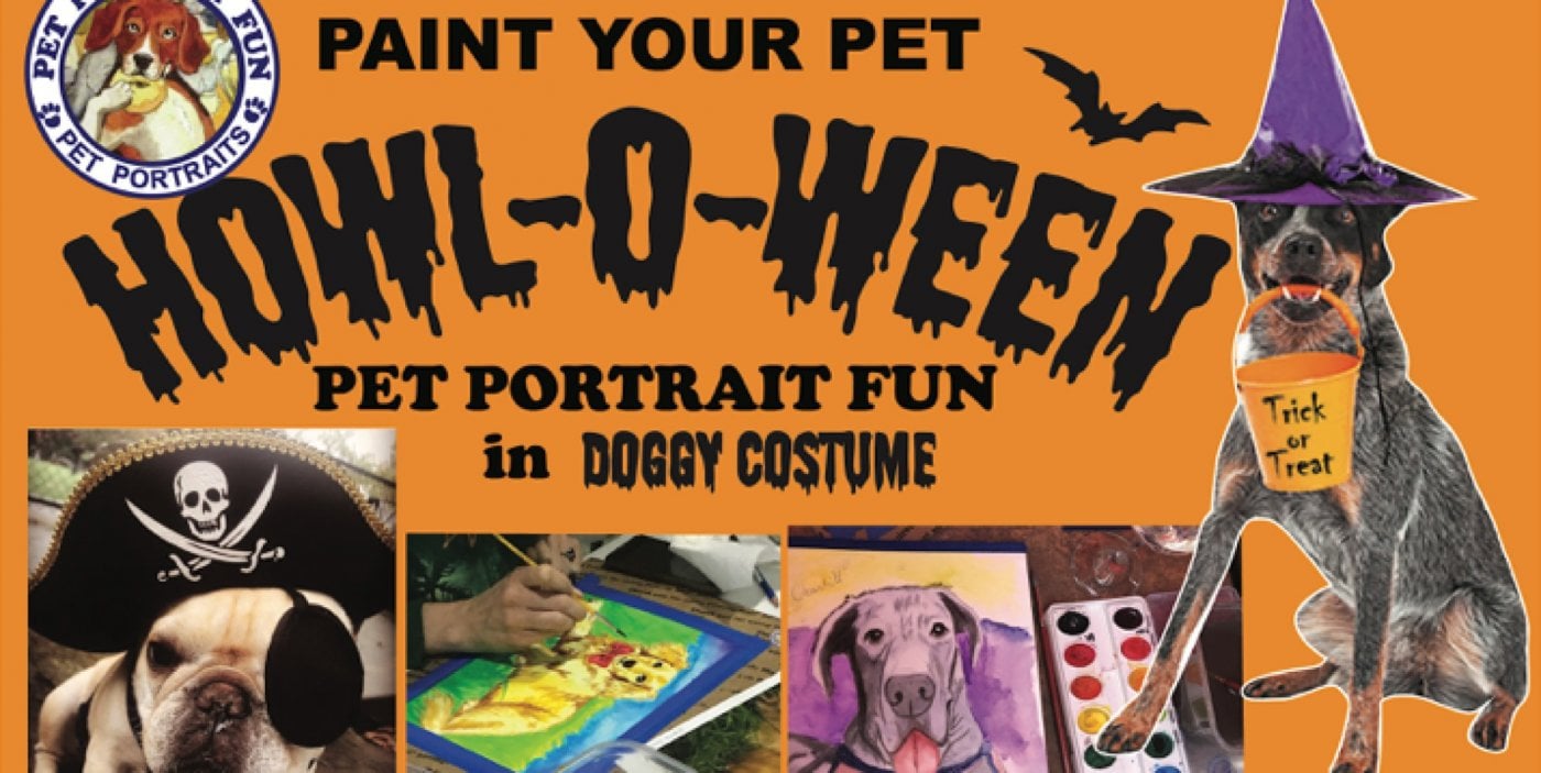 HOWL-O-WEEN Doggie Costume PAINT AND SIP PET PORTRAIT FUN- Barking Dog New York