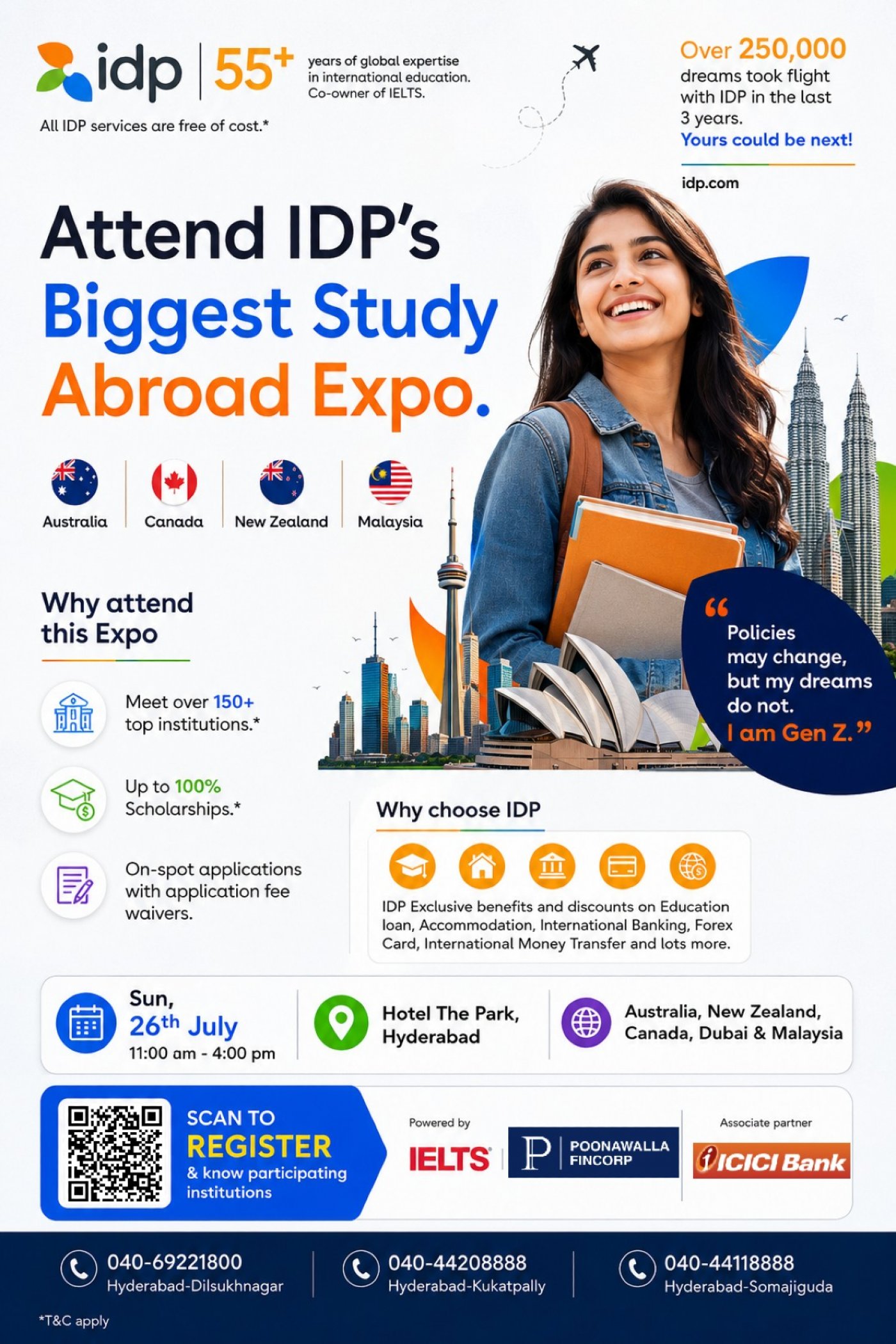 Attend IDP's Biggest Study Abroad Expo | 26th July - Hotel, The Park