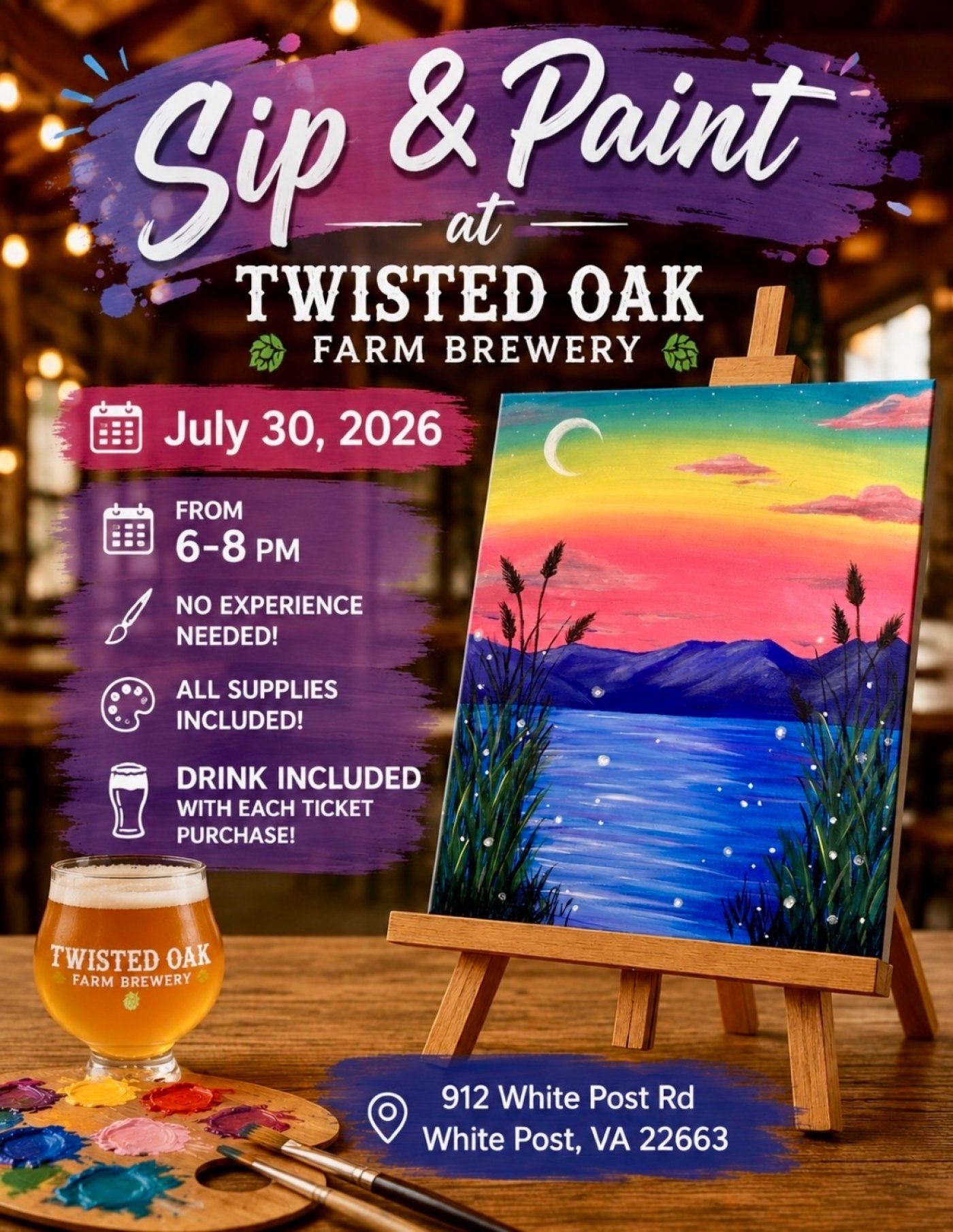 Twisted Oak Sip and Paint!