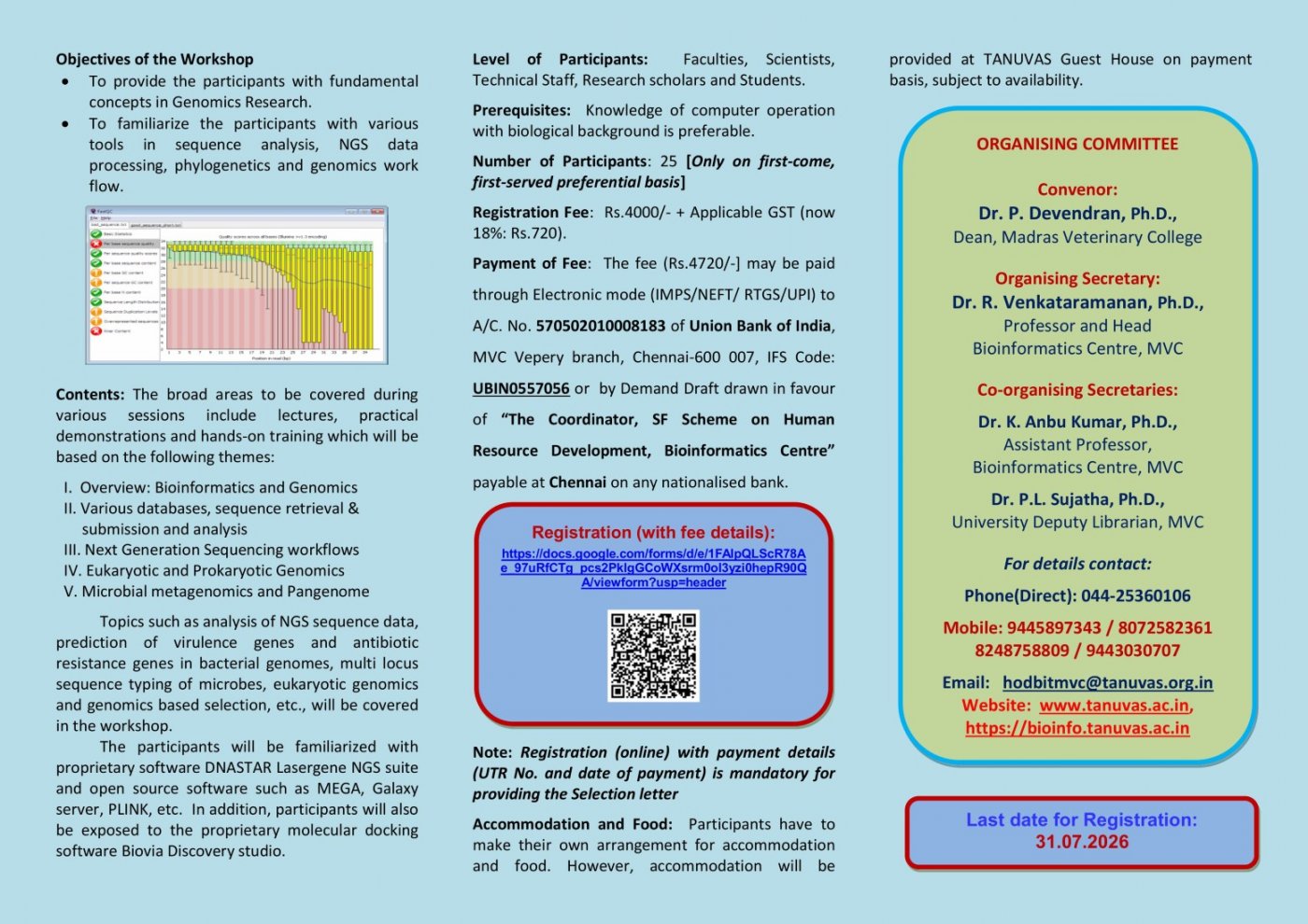 Workshop on “Analysis and Applications of NGS data for Microbial and Animal Genomics Research”