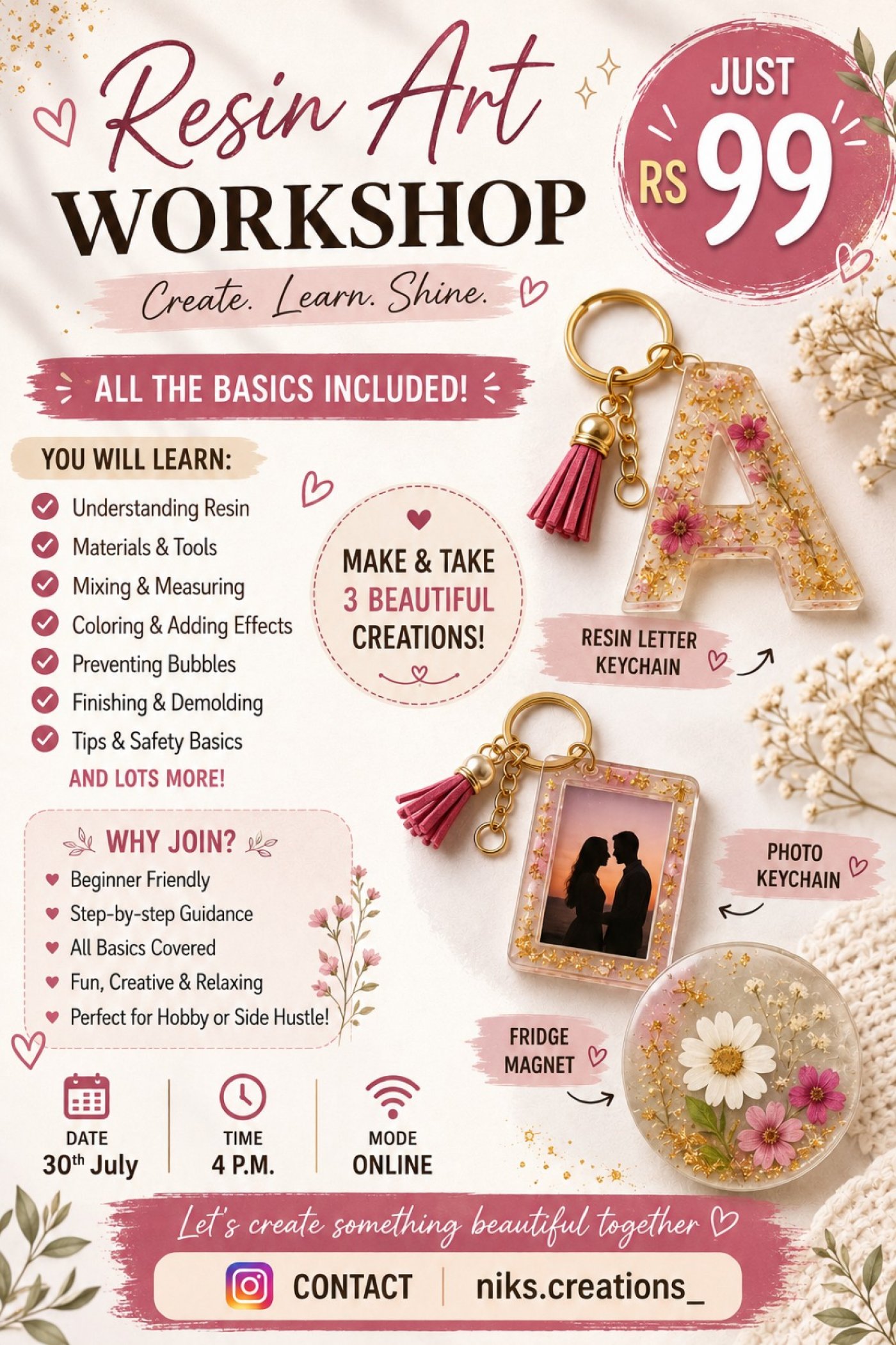 Resin art beginner friendly workshop