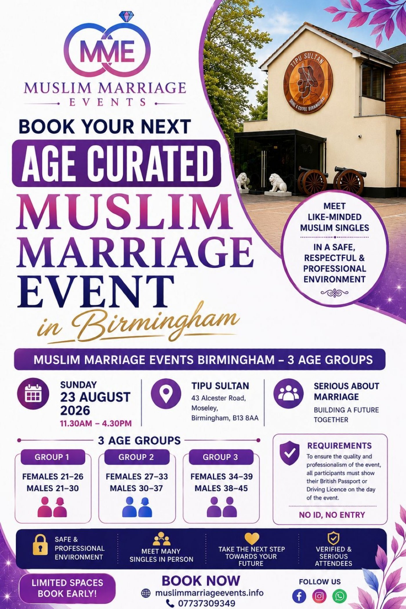 Muslim Marriage Events Birmingham – 3 Age Groups