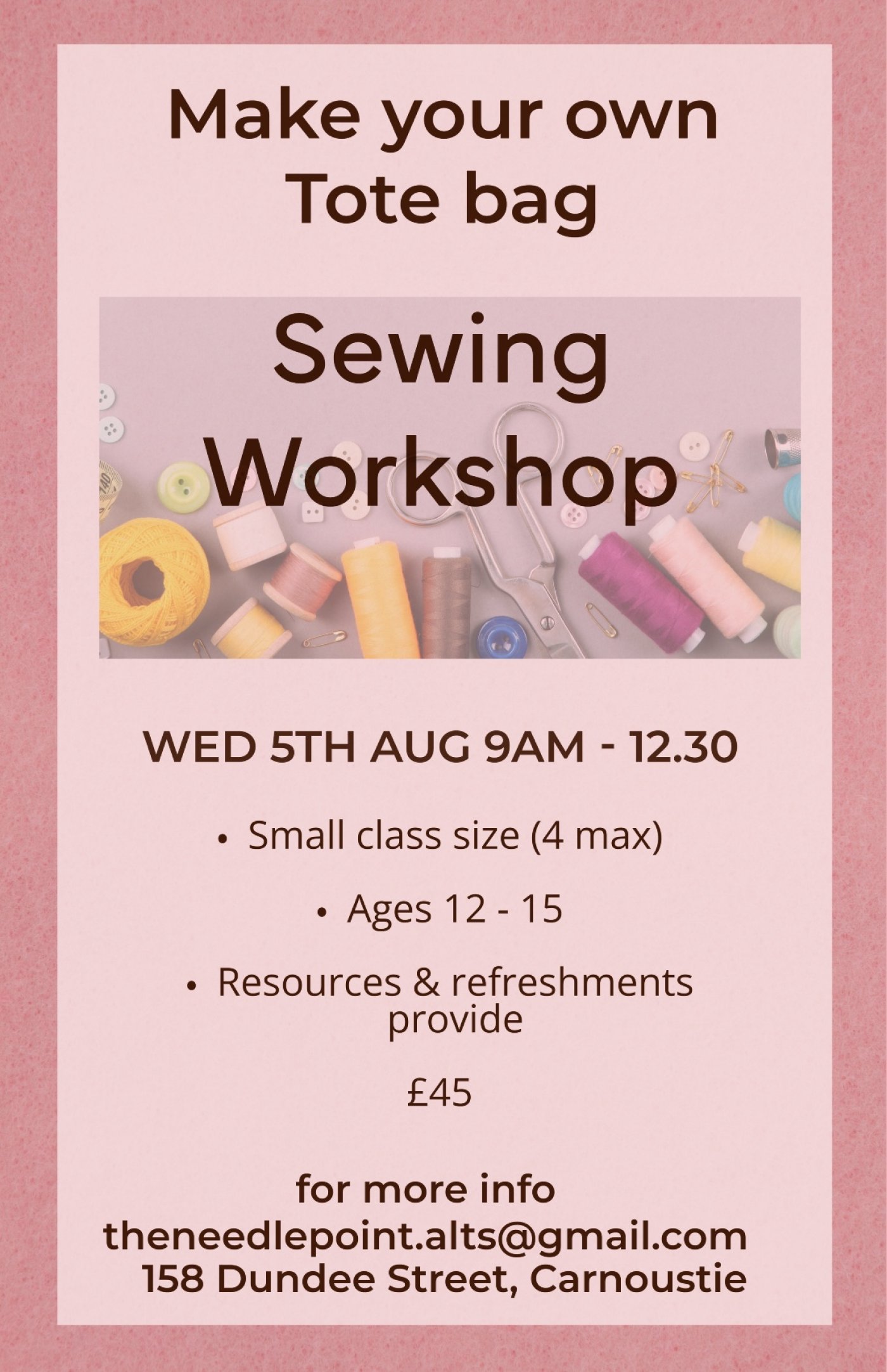 Tote bag sewing workshop