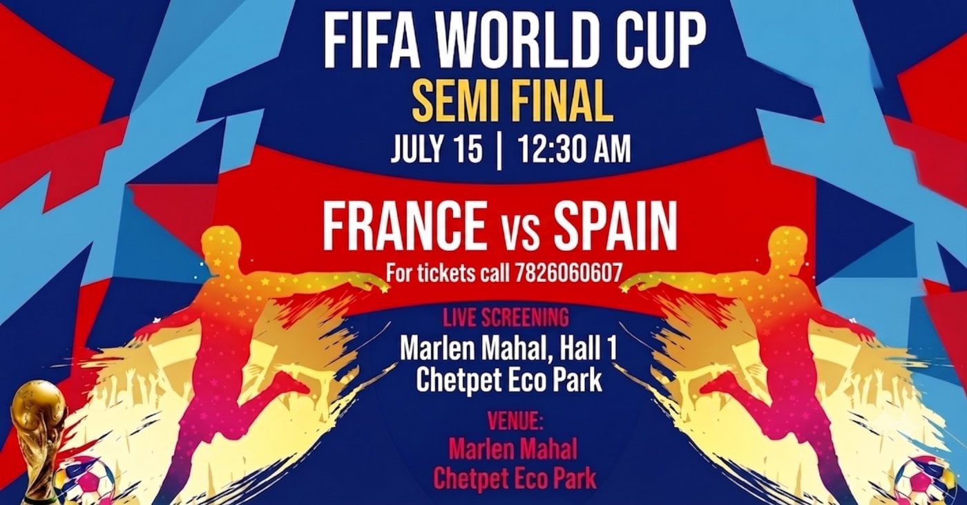 FIFA 2026 World Cup 2026 SEMI FINAL Match 1 LIVE SCREENING @ Marlen Mahal - July 15 12:30 am onwards