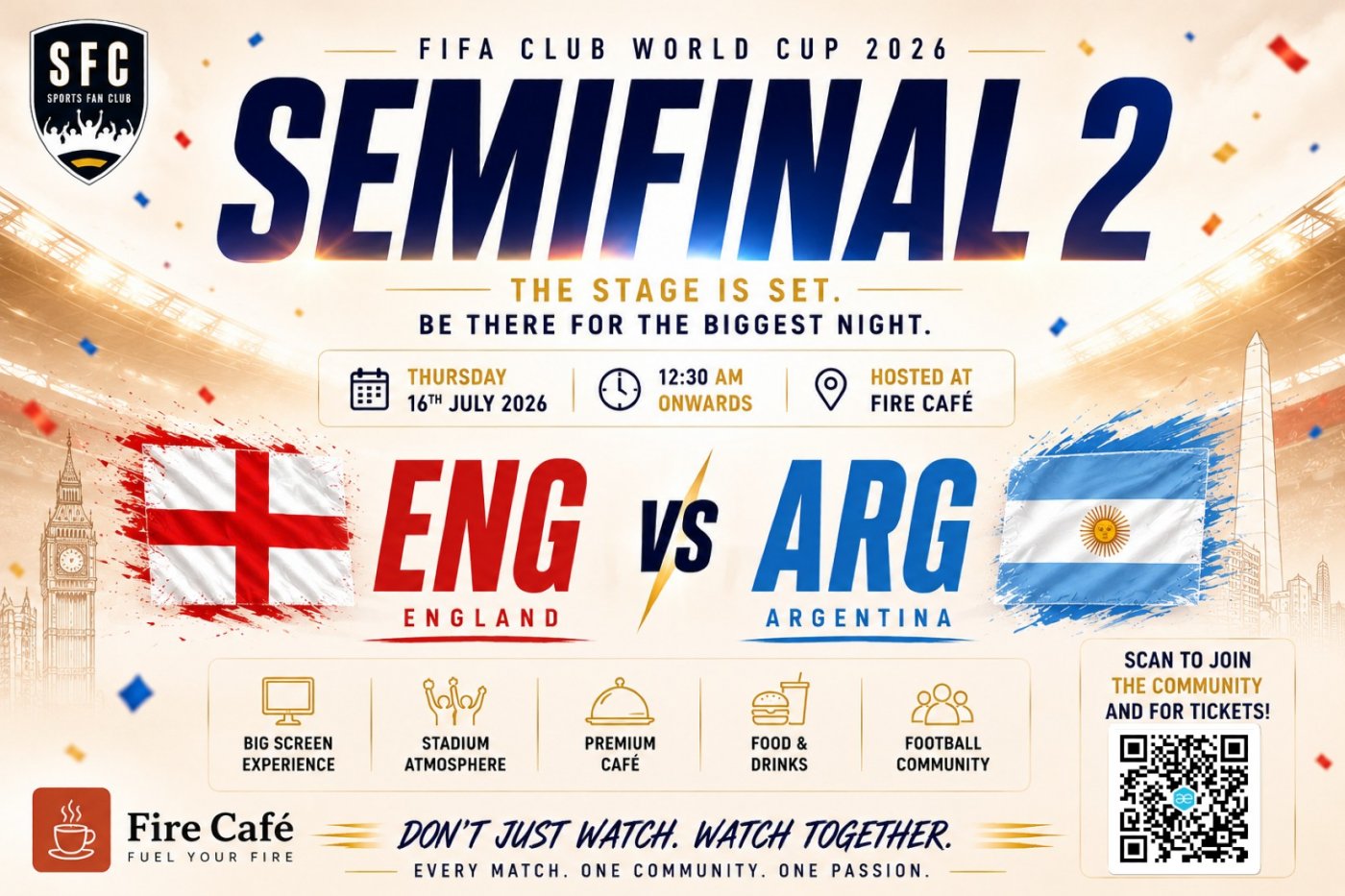 FIFA World Cup 2026™ Semi Final 2 | ENG 🏴󠁧󠁢󠁥󠁮󠁧󠁿 vs ARG 🇦🇷 Live Watch Party.