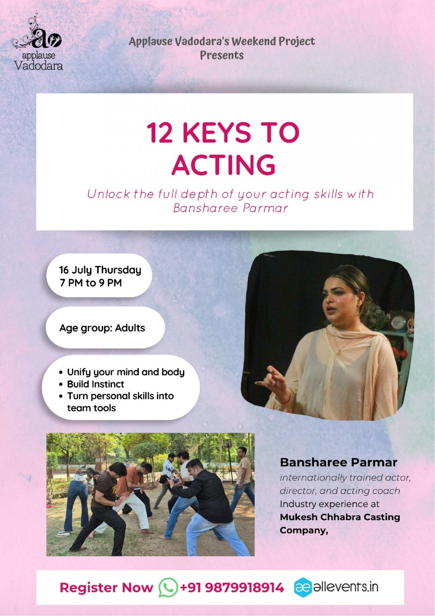 12 Keys to Acting with Bansharee Parmar | At Applause Vadodara