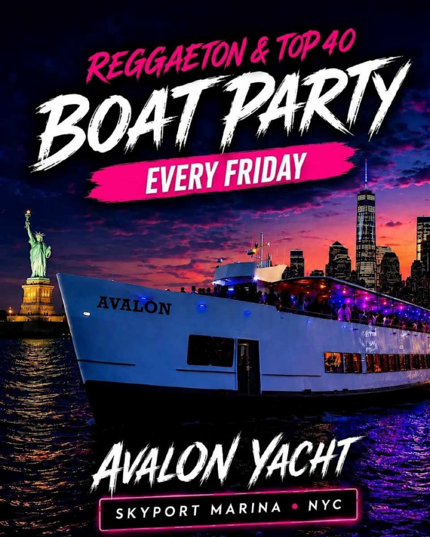 Reggaeton Boat Party NYC at Avalon Yacht – Every Friday