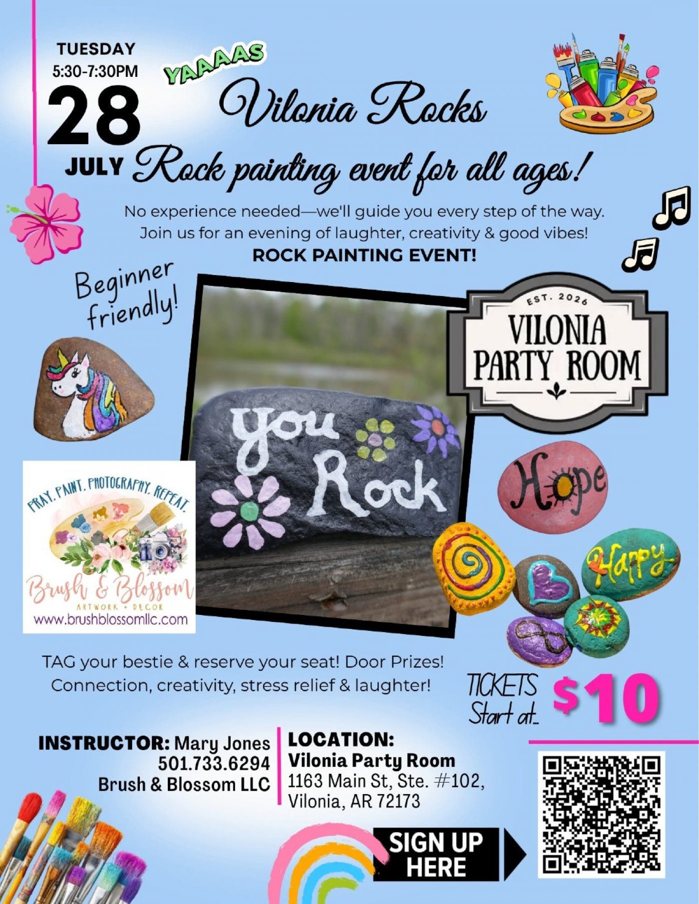 Rock Painting ~ “Vilonia Rocks” workshop!