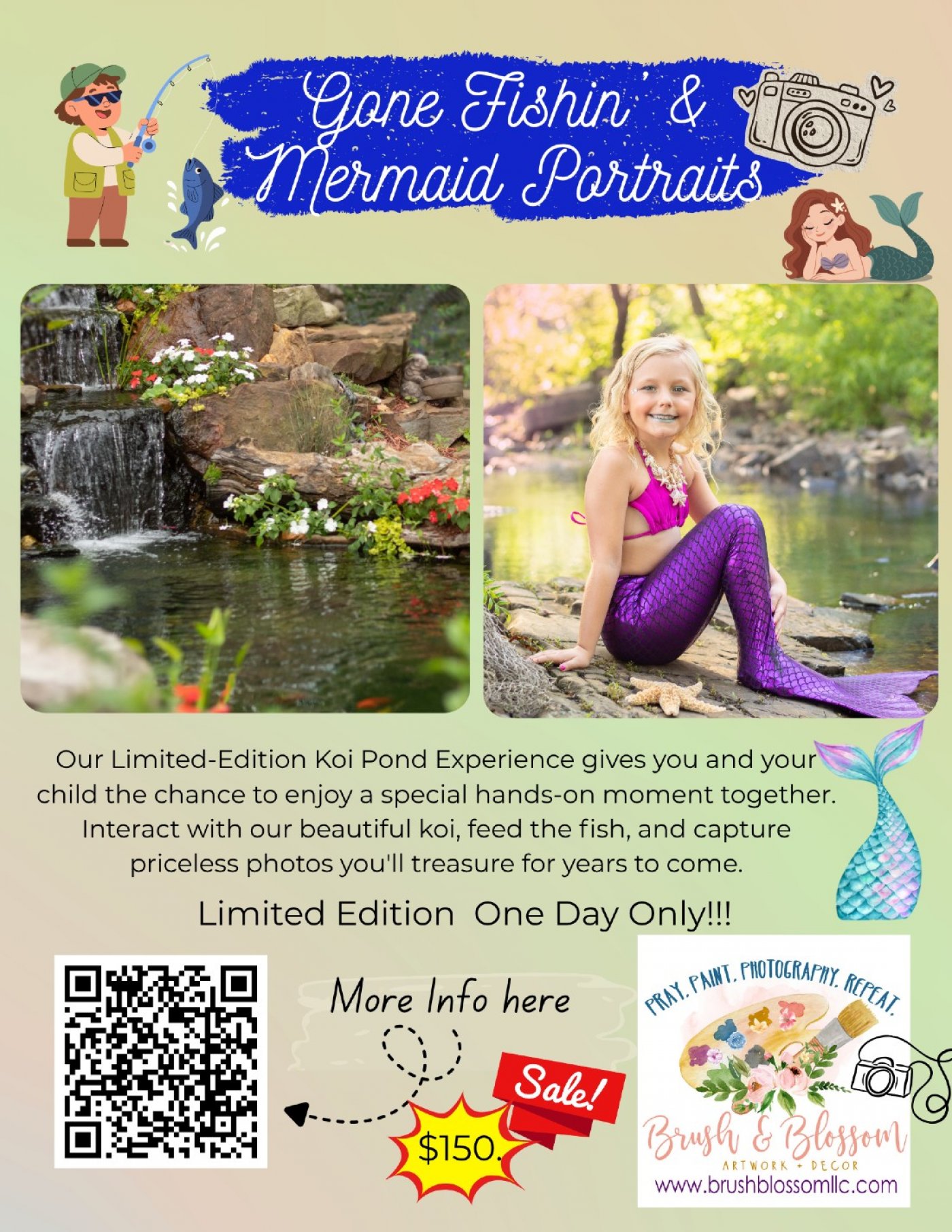 Mermaid & Gone Fishin’ Mini’s at the Koi Pond.