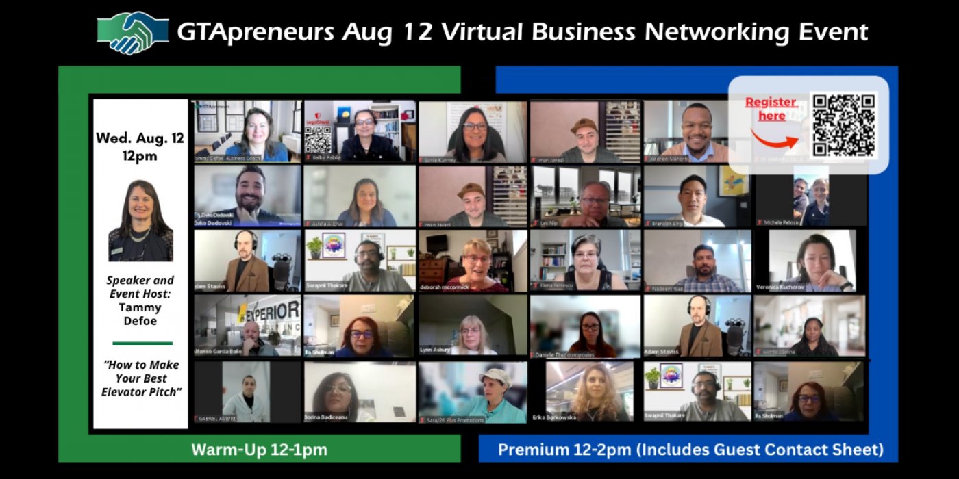 GTApreneurs August 12-2026 Afternoon Virtual Business Networking Event Toronto
