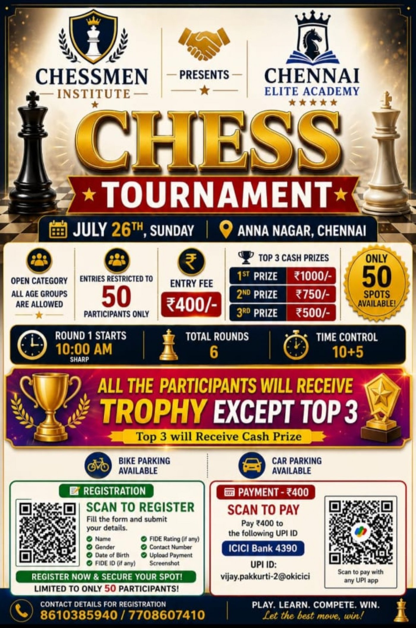 International Chess Day - Special Chess Tournament - Anna Nagar