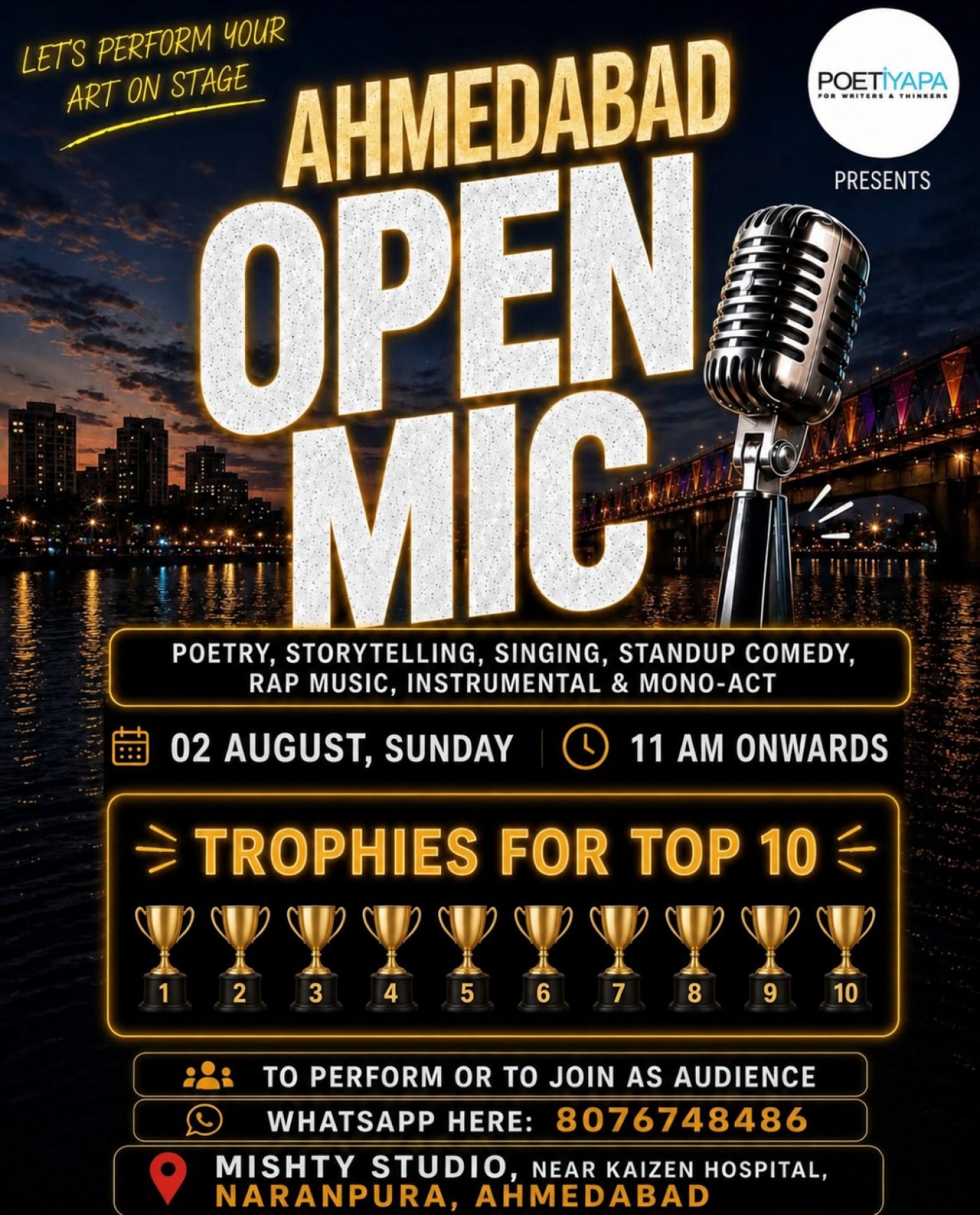 AHMEDABAD OPEN MIC - Poetry, Storytelling, Singing, Standup Comedy - Events in Ahmedabad- Poetiyapa