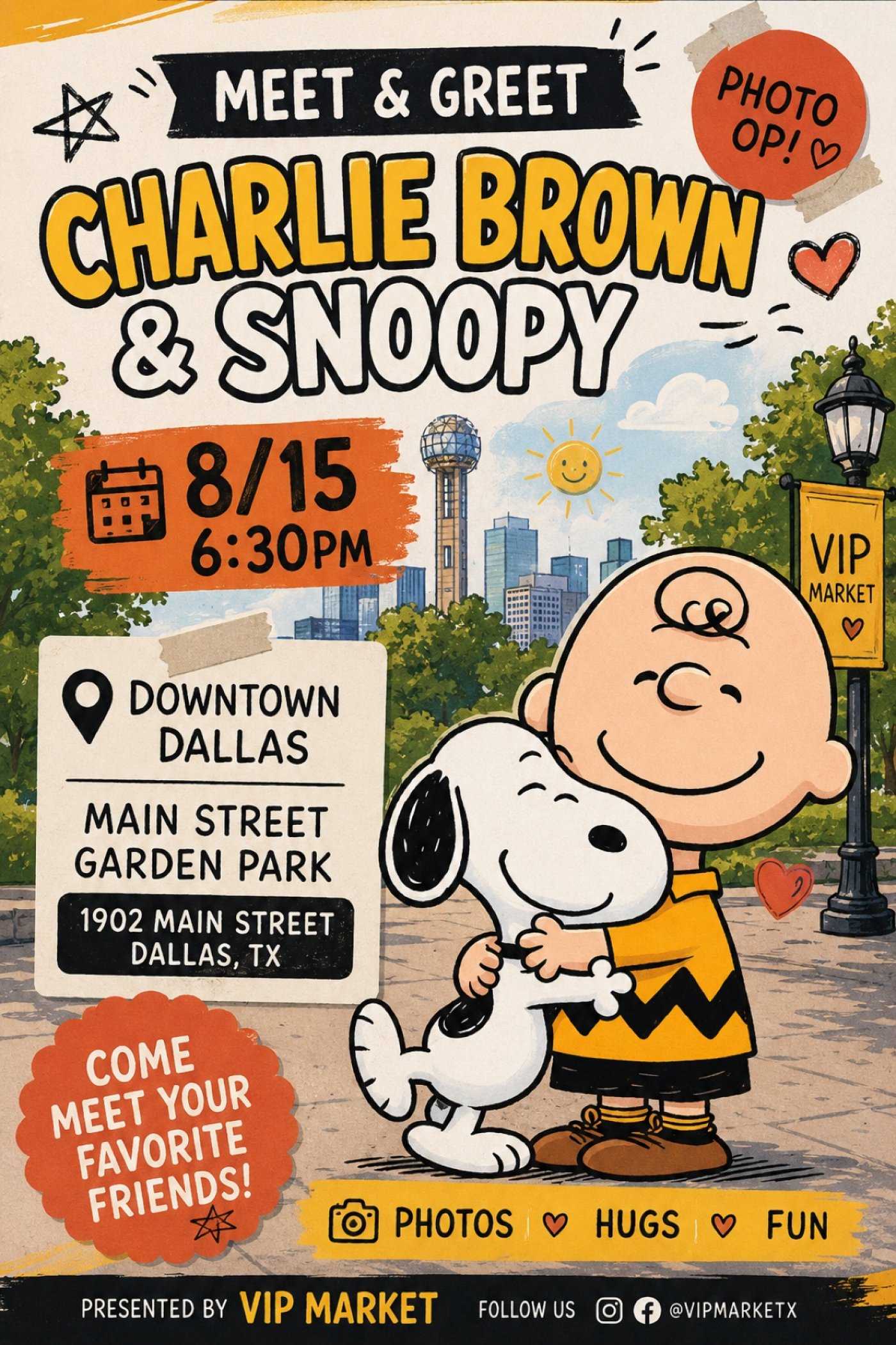 Meet Charlie Brown & Snoopy in Downtown Dallas! + Market