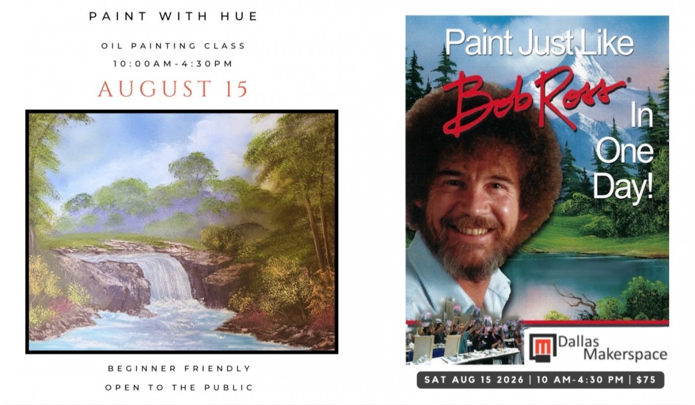 Landscape oil painting with a certified Bob Ross Instructor