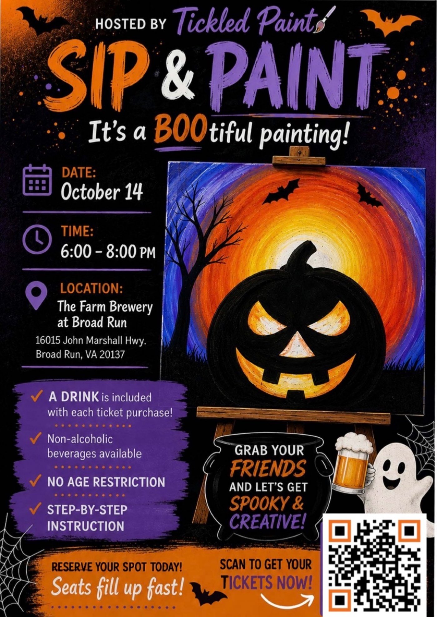 Sip and Paint – A BOOtiful Painting!