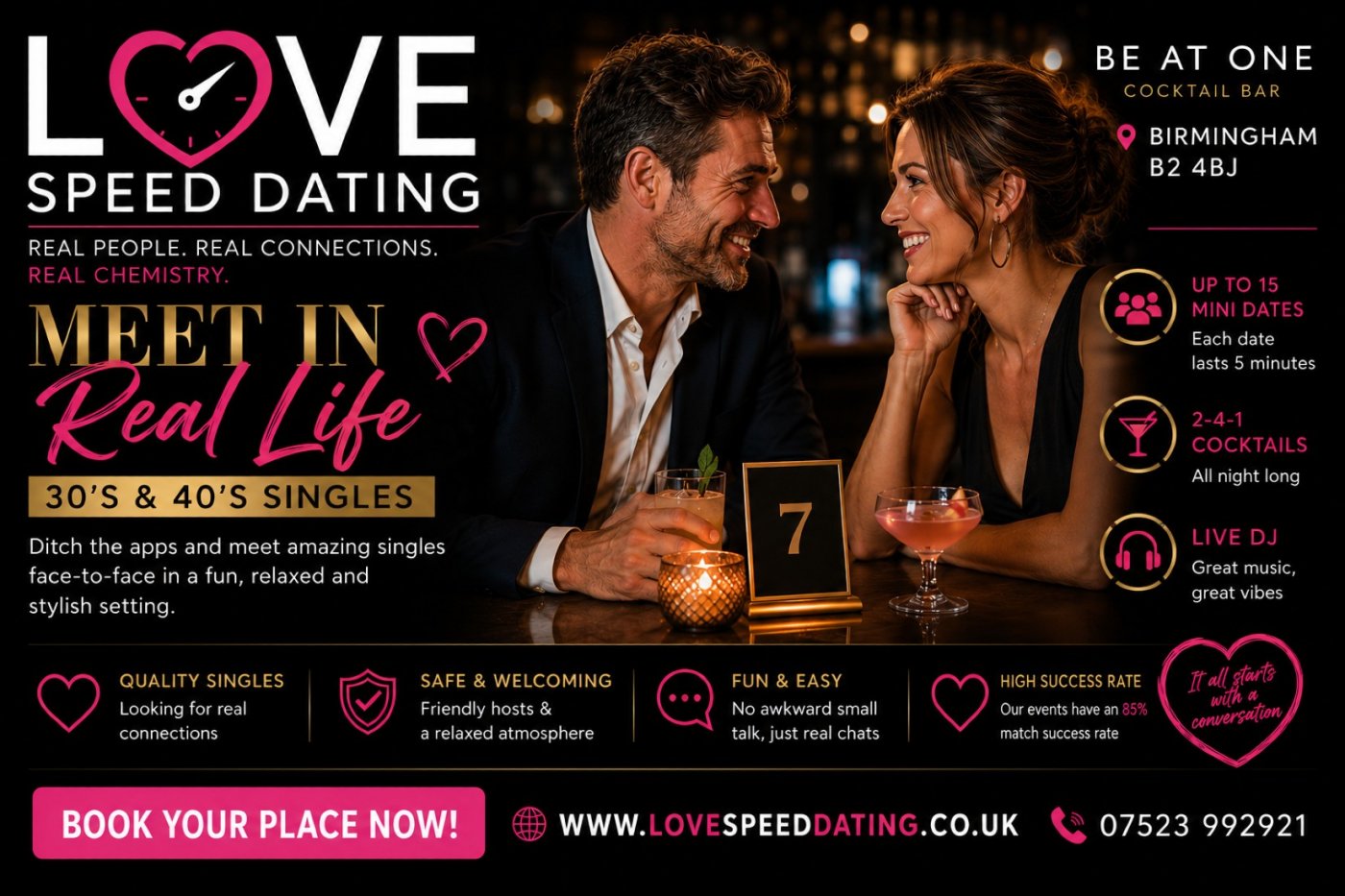 Birmingham Speed Dating Singles Event ages 30’s and 40’s