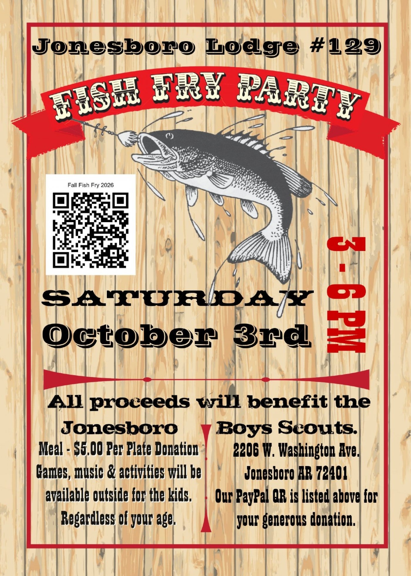 $5.00 Fish Fry @ Jonesboro Lodge @129 – Jonesboro | Oct 3, 2026