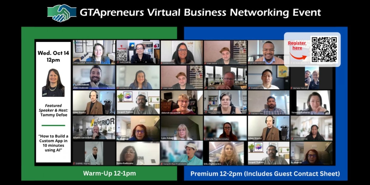 GTApreneurs October 14-2026 Afternoon Virtual Business Networking Event Toronto