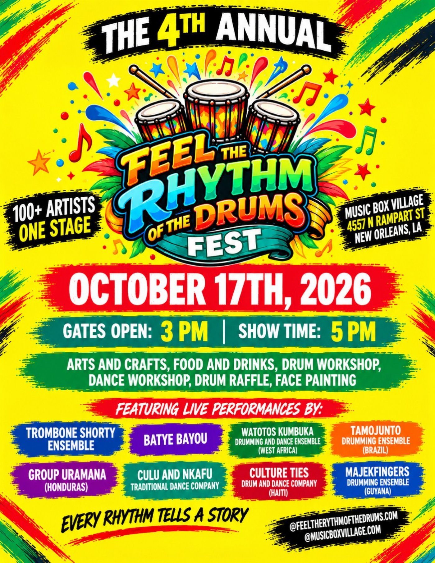 Feel the Rhythm of the Drums Festival, Music Box Village, New Orleans ...