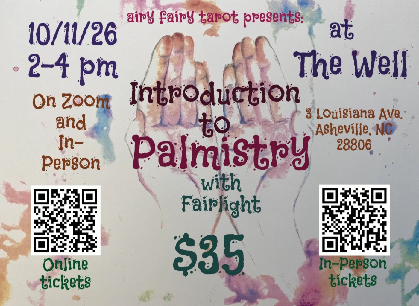 Introduction to Palmistry with Fairlight, The Well, Asheville, 11 ...