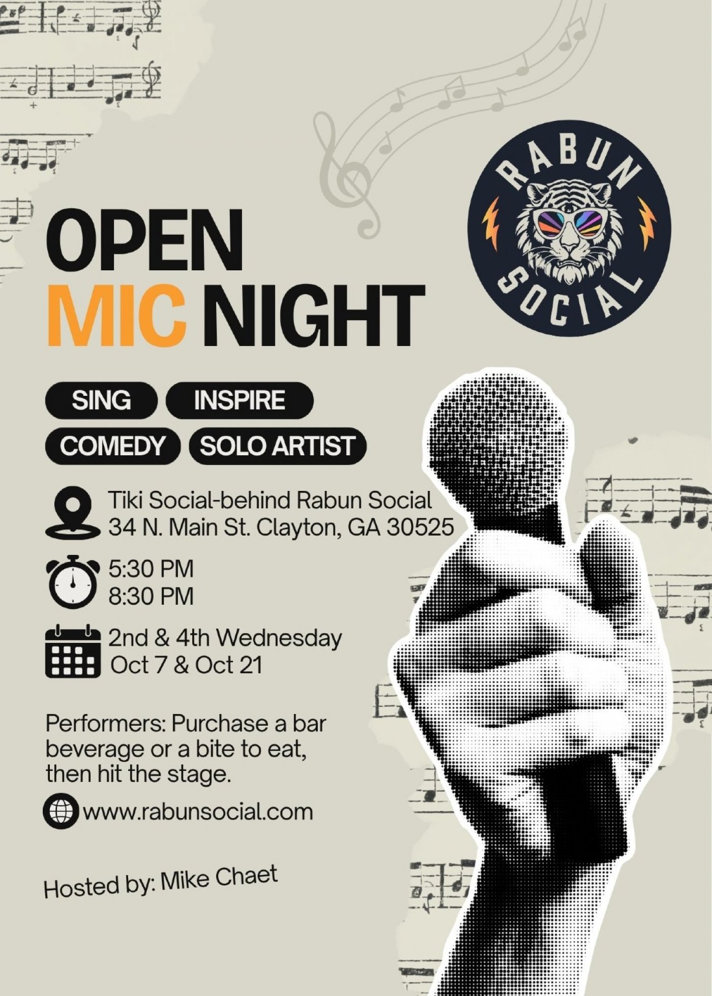 Open Mic Night – Clayton | Oct 21, 2026 | Book Tickets