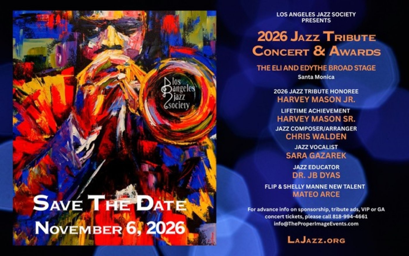 LA Jazz Society 2026 JAZZ Tribute Concert & Awards, The Eli and Edythe ...