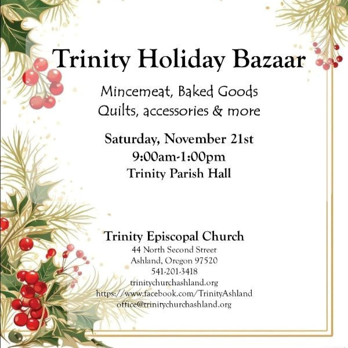 Trinity Holiday Bazaar – Ashland | Nov 21, 2026 | Book Tickets