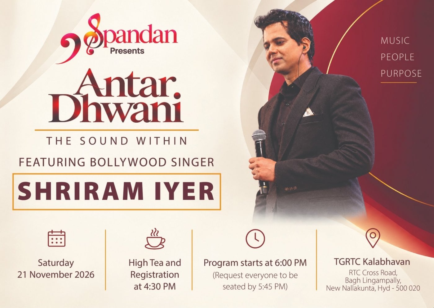 Spandan - Antar Dhwani - A Musical Evening of Impact Tickets, TGRTC ...
