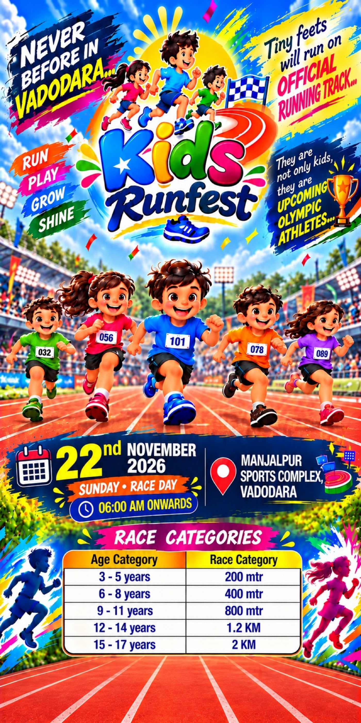 Kids Runfest Tickets, Manjalpur Sports Complex, Vadodara, 22 November ...