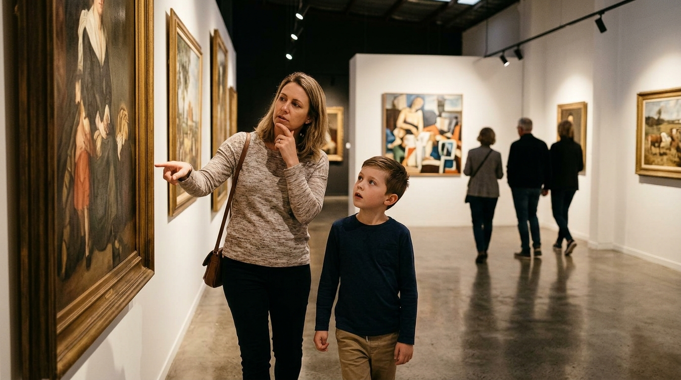 Mother's day cultural exhibition with mom