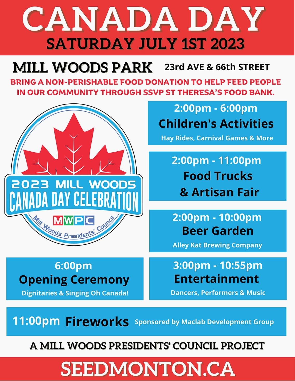 Mill Woods Canada Day Celebration 2023 Mill Woods Park, Mill Woods